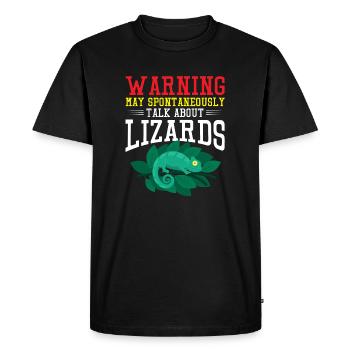 Warning spontaneously talk about lizards Design - Men's Premium Organic T-Shirt - black - Front - Nico (187cm)