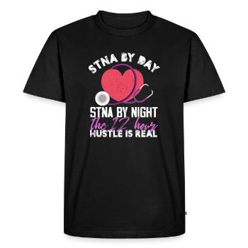 stna by day stna by night Design for a nursing - Men's Premium Organic T-Shirt - black - Front - Nico (187cm)