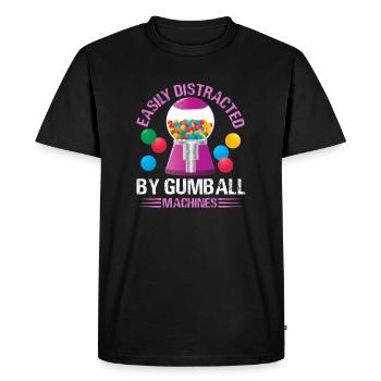 Facilement distrait par les machines à chewing-gum Bubblegum - T-shirt Premium bio Homme - noir - Devant - Nico (187cm)