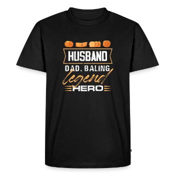 Mari Papa Baling Légende Héros Hay Bale Farmer - T-shirt Premium bio Homme - noir - Devant - Nico (187cm)