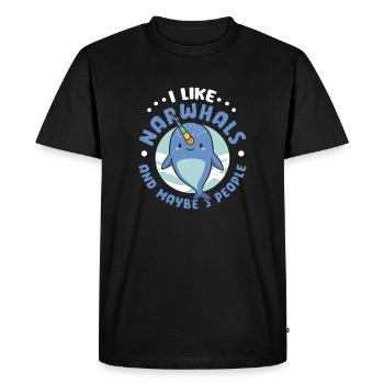 J’aime les narvals et peut-être trois personnes le narval - T-shirt Premium bio Homme - noir - Devant - Nico (187cm)