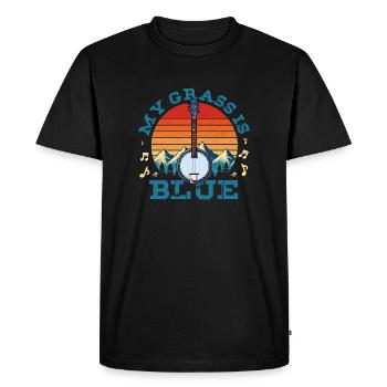 My Grass Is Blue Jazz Banjo Bluegrass Musician - Men's Premium Organic T-Shirt - black - Front - Nico (187cm)