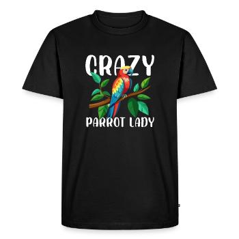 perroquet fou Lady Propriétaire d’oiseau de compagnie Perruche Perroquet - T-shirt Premium bio Homme - noir - Devant - Nico (187cm)