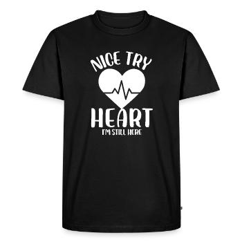 Nice Try Heart I'm Still Here Cardiological - Men's Premium Organic T-Shirt - black - Front - Nico (187cm)