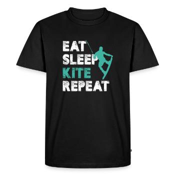 Eat Sleep Kite Repeat Waver Surfer Kiteboarding - Men's Premium Organic T-Shirt - black - Front - Nico (187cm)