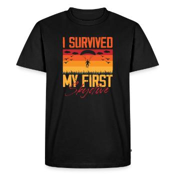 I Survived My First Skydive Parachuting - Men's Premium Organic T-Shirt - black - Front - Nico (187cm)