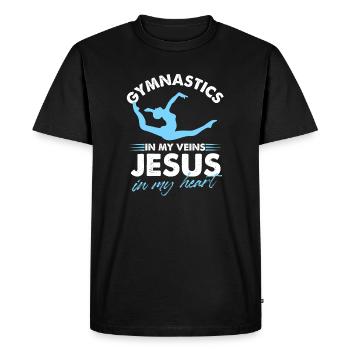La gymnastique dans mes veines Jésus dans mon cœur chrétien - T-shirt Premium bio Homme - noir - Devant - Nico (187cm)