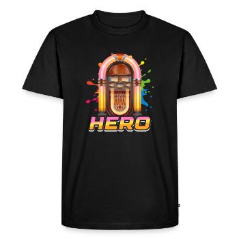 Hero Karaoke Music 80's Disco Machine Jukebox - T-shirt Premium bio Homme - noir - Devant - Nico (187cm)