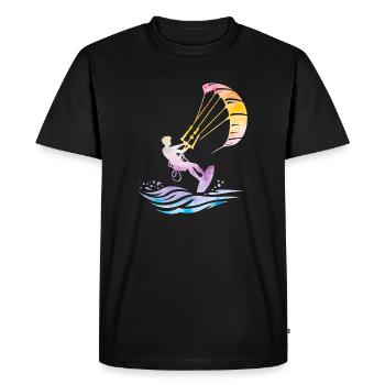Kitesurfing Ocean Wave Surfing Kiteboarder - Men's Premium Organic T-Shirt - black - Front - Nico (187cm)