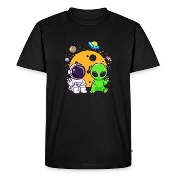 Astronaut Alien Chilling In Space - Men's Premium Organic T-Shirt - black - Front - Nico (187cm)
