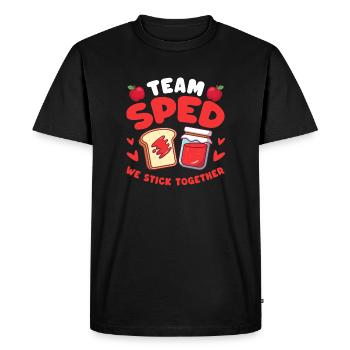 L’équipe Sped, nous restons ensemble - T-shirt Premium bio Homme - noir - Devant - Nico (187cm)