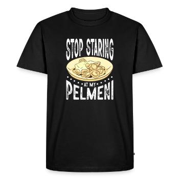 Arrête de regarder mon pelmeni - T-shirt Premium bio Homme - noir - Devant - Nico (187cm)