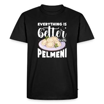 Tout va mieux avec Pelmeni - T-shirt Premium bio Homme - noir - Devant - Nico (187cm)