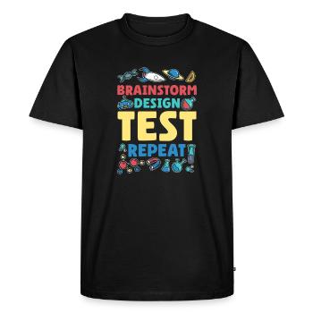 Brainstorm Design Test Repeat - Men's Premium Organic T-Shirt - black - Front - Nico (187cm)