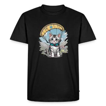 Parachute Kitten Skydiving Cat Cats Skydiver - Men's Premium Organic T-Shirt - black - Front - Nico (187cm)