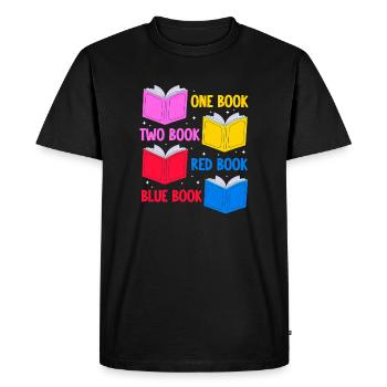 un livre deux livre livre rouge livre bleu Design pour un - T-shirt Premium bio Homme - noir - Devant - Nico (187cm)