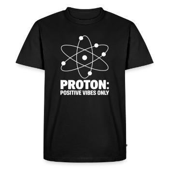 Proton Positive Vibes Atom Design - Men's Premium Organic T-Shirt - black - Front - Nico (187cm)
