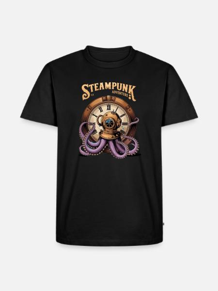 Steampunk Adventure Diver Design - Männer Premium Bio T-Shirt - Schwarz