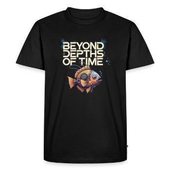Beyond Depths of Time Steampunk Fish Design - Männer Premium Bio T-Shirt - Schwarz - Vorne - Nico (187cm)
