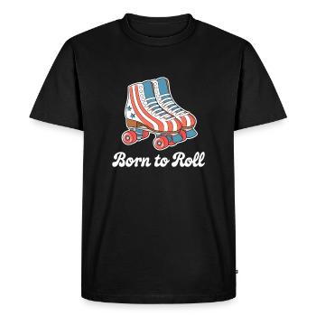 Design de patins rétro « Born to Roll » - T-shirt Premium bio Homme - noir - Devant - Nico (187cm)