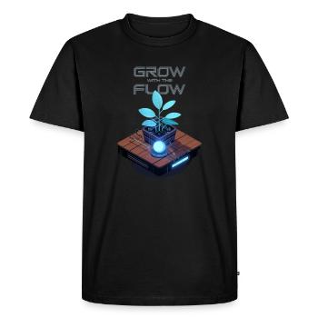 Design futuriste « Grow with the Flow » - T-shirt Premium bio Homme - noir - Devant - Nico (187cm)