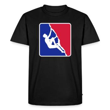 carré rouge bleu logo freeclimber summit k - T-shirt Premium bio Homme - noir - Devant - Nico (187cm)