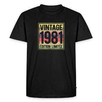 VINTAGE 1981 EDITION LIMITEE - T-shirt Premium bio Homme - noir - Devant - Nico (187cm)