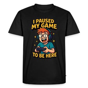 I pause my game - Men's Premium Organic T-Shirt - black - Front - Nico (187cm)