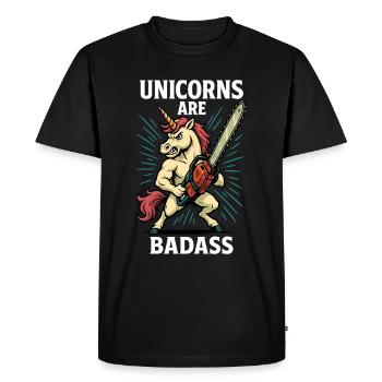 Licorne badass avec conception de tronçonneuse - T-shirt Premium bio Homme - noir - Devant - Nico (187cm)