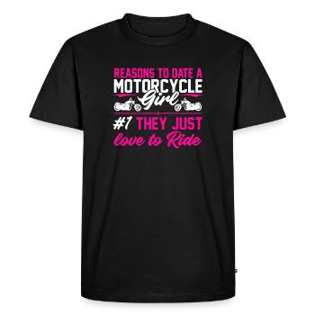 Sexy Biker Gift Motorcycle Dates Bikes - Men's Premium Organic T-Shirt - black - Front - Nico (187cm)
