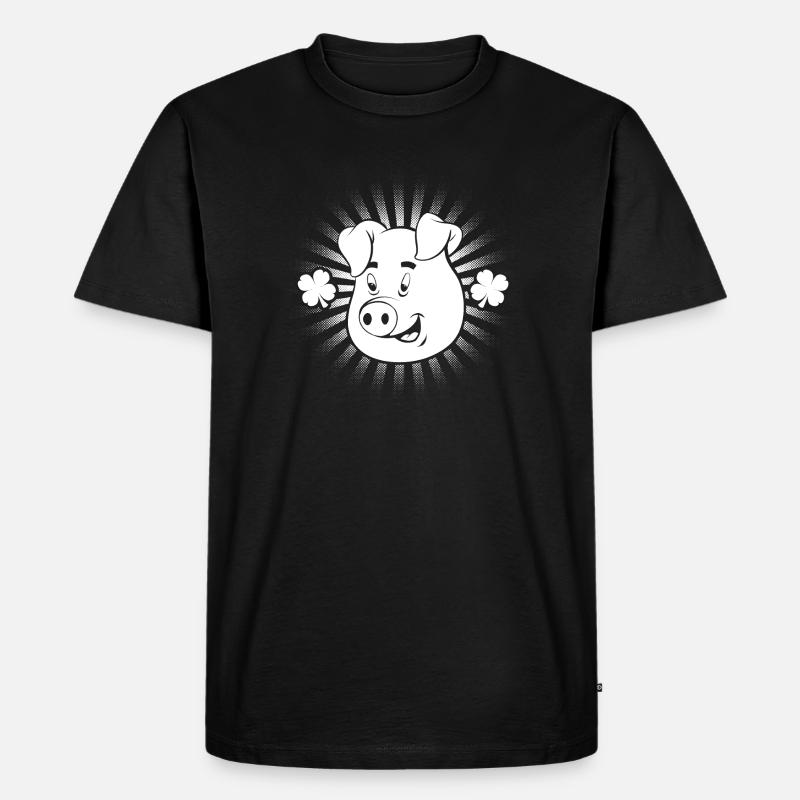 Schweinchen Glück Design - Männer Premium Bio T-Shirt - Schwarz