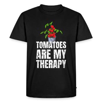 Les tomates sont ma thérapie végétariennes et tomates - T-shirt Premium bio Homme - noir - Devant - Nico (187cm)