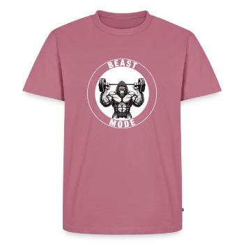Gorille, Singe avec barre d’haltères, mode Bête - T-shirt Premium bio Homme - mauve - Devant - Nico (187cm)