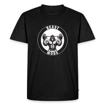 Gorille, Singe avec barre d’haltères, mode Bête - T-shirt Premium bio Homme - noir - Devant - Nico (187cm)