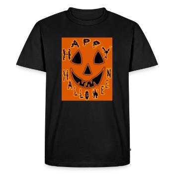 Joyeux Halloween avec la bouche qui rit - T-shirt Premium bio Homme - noir - Devant - Nico (187cm)