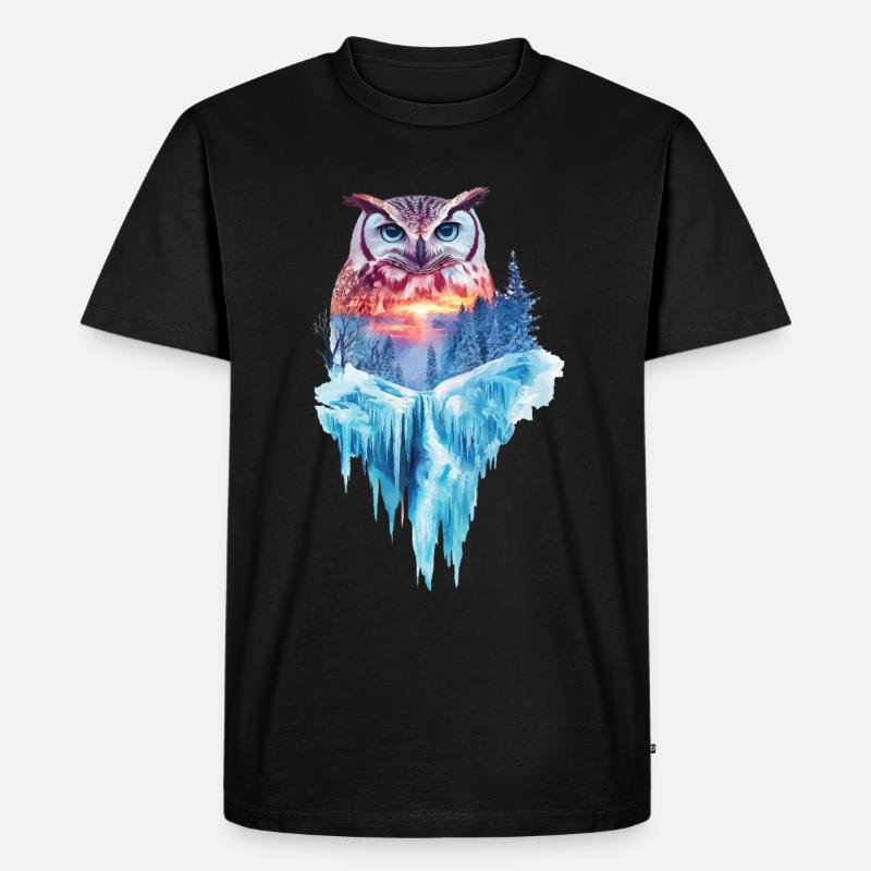 Eule - Männer Premium Bio T-Shirt - Schwarz