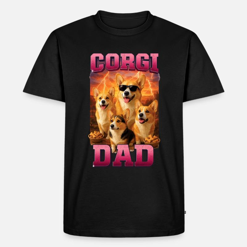 Corgi - Männer Premium Bio T-Shirt - Schwarz