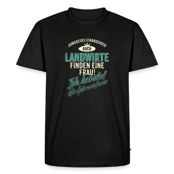 JGA BRAEUTIGAM - Landwirt - Version Auch - petrol - Männer Premium Bio T-Shirt - Schwarz - Vorne - Nico (187cm)