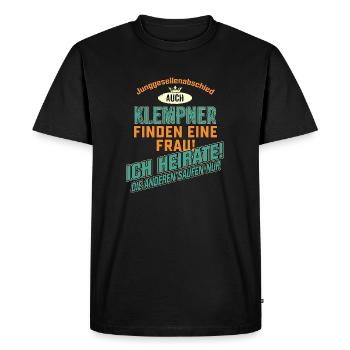 JGA BRAEUTIGAM - Klempner - petrol strong orange - - Männer Premium Bio T-Shirt - Schwarz - Vorne - Nico (187cm)