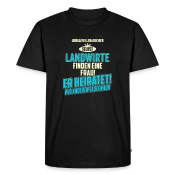 JGA Team - Landwirt - strong sky blue - RAHMENLOS - Männer Premium Bio T-Shirt - Schwarz - Vorne - Nico (187cm)