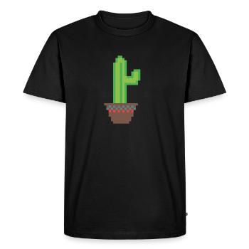 Cactus Pixel Art - Men's Premium Organic T-Shirt - black - Front - Nico (187cm)