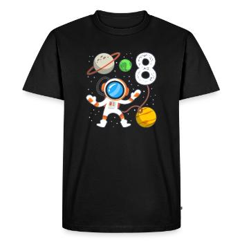 Anniversaire du petit astronaute 8 ans - T-shirt Premium bio Homme - noir - Devant - Nico (187cm)