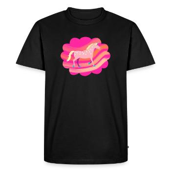 Licorne mignonne, rose, tachetée dans un nuage pastel - T-shirt Premium bio Homme - noir - Devant - Nico (187cm)