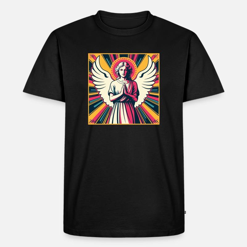 Schutzengel Pop-Art - Männer Premium Bio T-Shirt - Schwarz