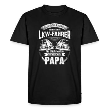 LKW-Fahrer Trucker Fernfahrer Brummi Papa Vatertag - Männer Premium Bio T-Shirt - Schwarz - Vorne - Nico (187cm)