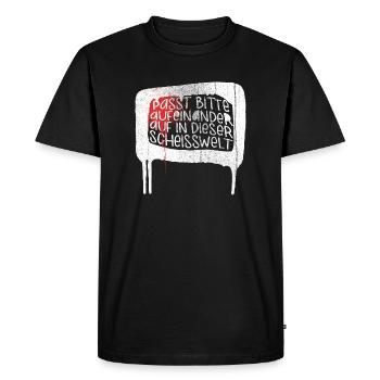 S'il vous plaît regarder les uns les autres dans ce putain monde - T-shirt Premium bio Homme - noir - Devant - Nico (187cm)