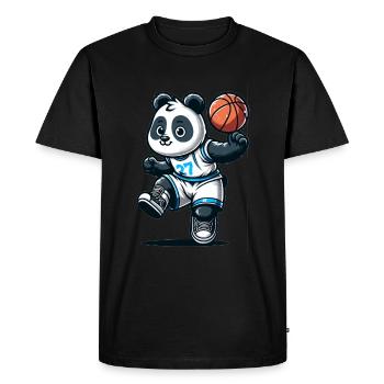 Mignon joueur de basket-ball Panda - T-shirt Premium bio Homme - noir - Devant - Nico (187cm)