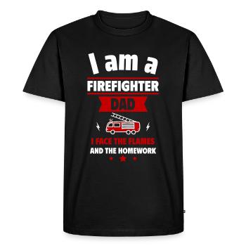 Papa pompier Cadeau de fête des pères, Brigade de pompiers - T-shirt Premium bio Homme - noir - Devant - Nico (187cm)