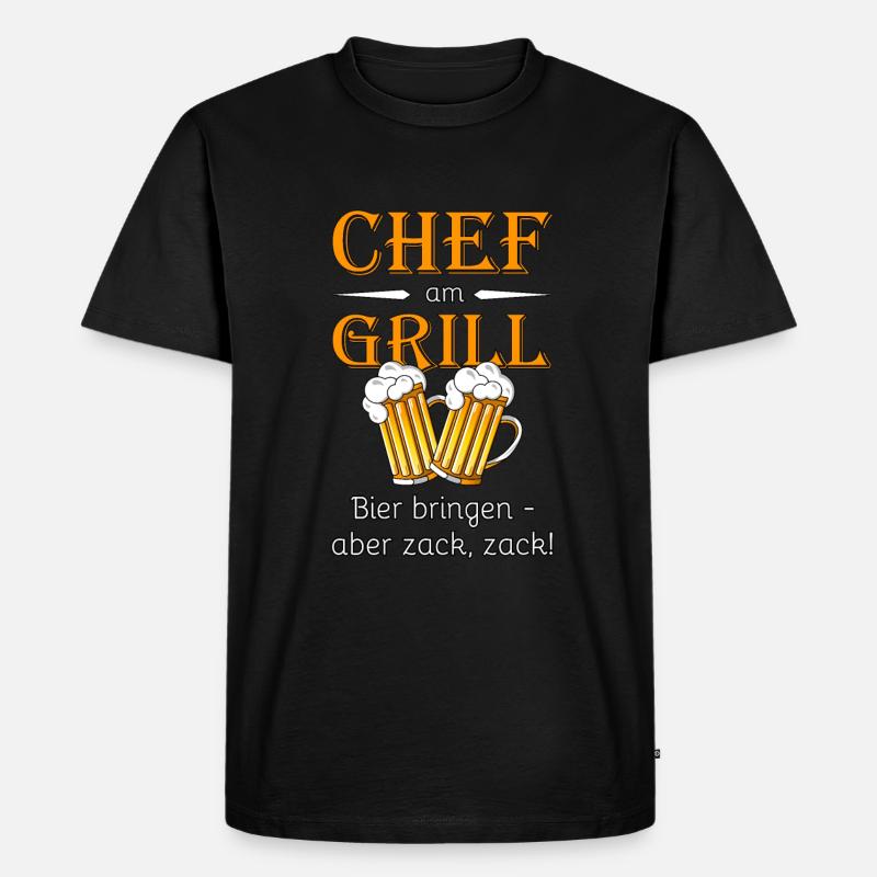 Chef am Grill - Männer Premium Bio T-Shirt - Schwarz