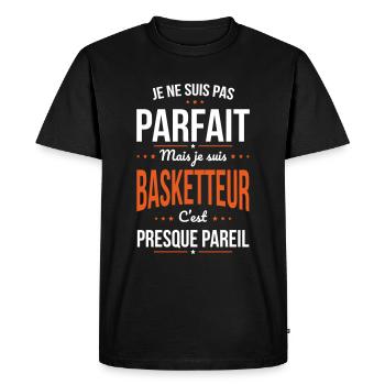 Je ne suis pas parfait mais je suis basketteur - T-shirt Premium bio Homme - noir - Devant - Nico (187cm)